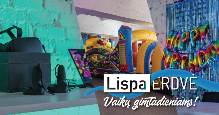 Lispa erdvė vaikų gimtadieniams Marijampolėje miesto centre. Batutas, VR akiniai, diskoteka su šviesomis ir dūmais, dekoracijos, programos vedėjas.